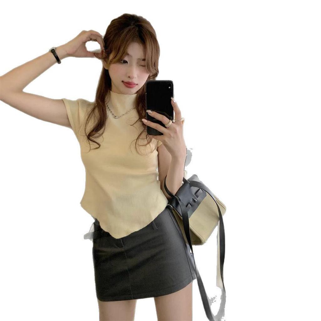 Women's Summer Sweet & Spicy Knitted Tank Top - Irregular Design Short Sleeve Base