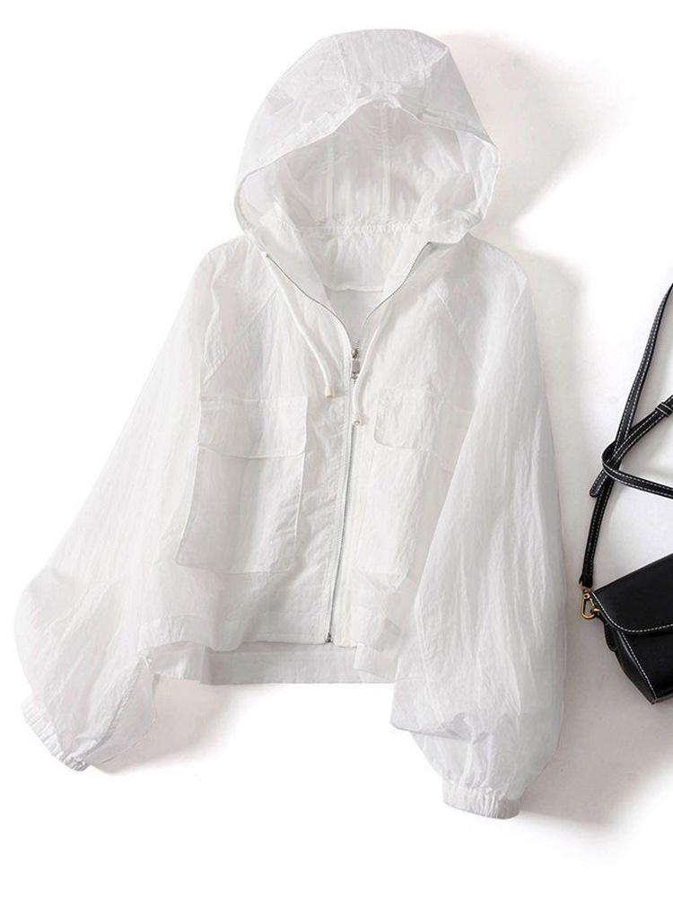 Women’s 2025 Sun Protection Hooded Zipper Jacket: Petite Loose-Fit UV-Resistant Summer Fashion.