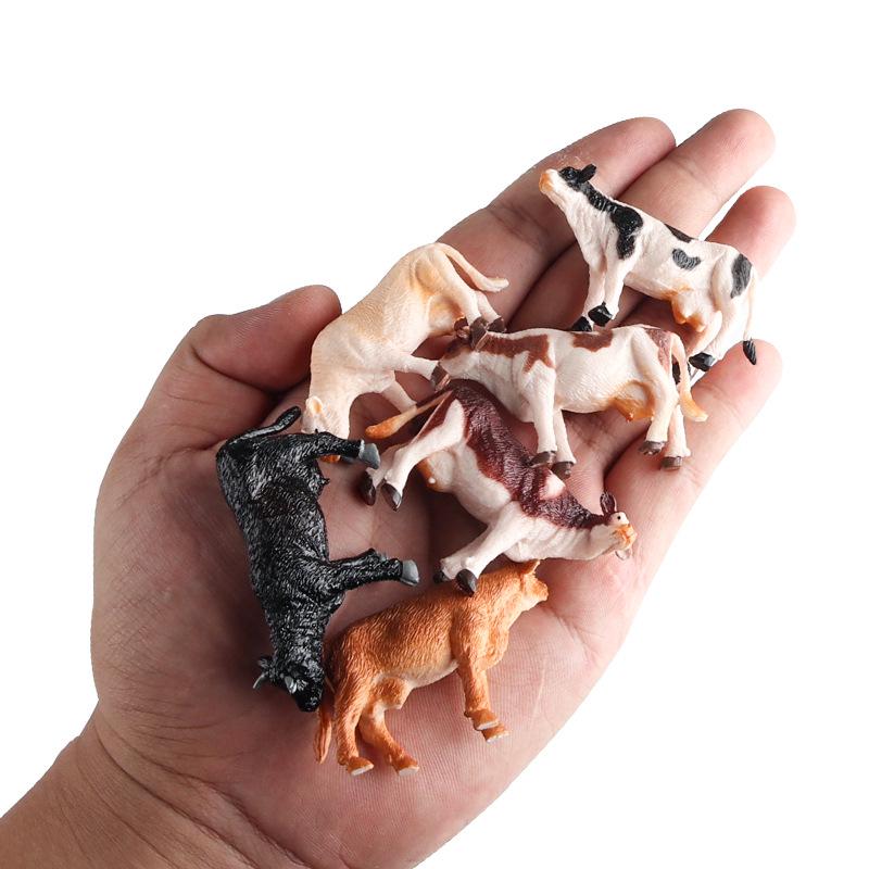 Children's Farm Animal Models Set: Mini Dairy Cow & Wild Animal Simulation Toys