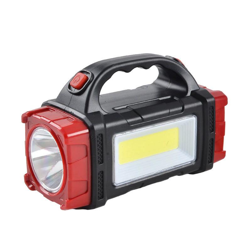 2026 Powerful LED Flashlight USB+Solar Rechargeable Flashlight COB Outdoor Camping Torch Portable Searchlight Power Bank Outdoor