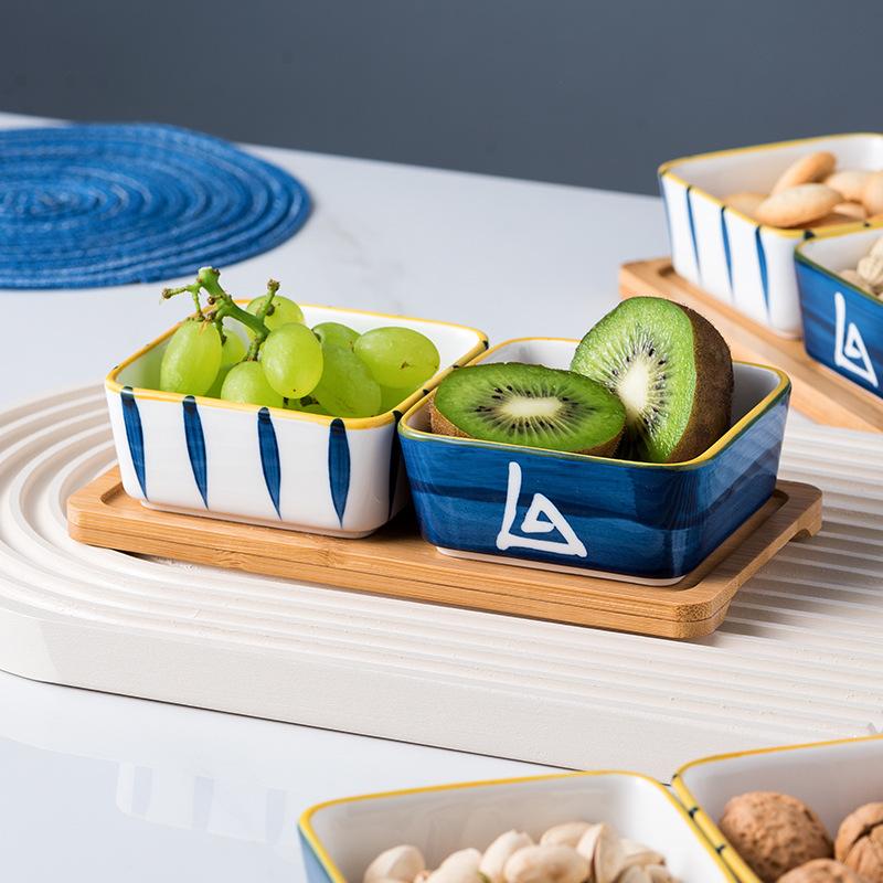 Japanese-style Ceramic Dish Square Snack Platter Sauce and Vinegar Dish Restaurant Tableware Kitchen Utensils Home Salad Bowl