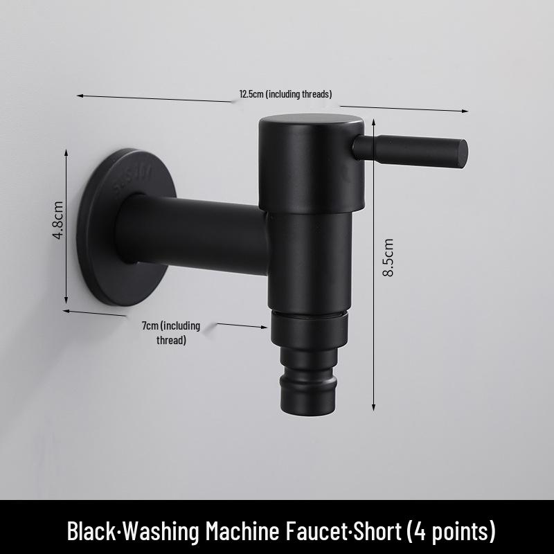 

Black Stainless Steel 4-Point Washing Machine Faucet for Cold Water