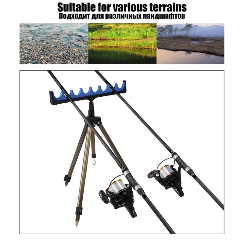 Fishing Rod Holder Tripod Stand Foldable Rods Support Rest Tripod Bracket Portable Aluminum Telescopic Ground Rack