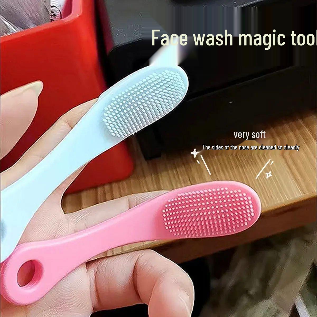 Multifunctional Pet Finger Toothbrush & Silicone Dog/Cat Teeth Cleaner with Toothpaste - Black Blue Silicone Brush *1