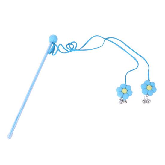 

Интерактивная игрушка для кошек с ручкой Мягкий колокольчик Нежный устойчивый к разрыву Снятие стресса Яркий цветной цветок синий