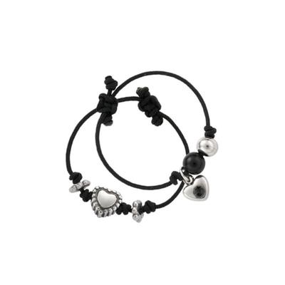 Nff Gem String Ring Set-heart Black