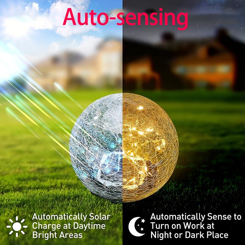 Solar Crackle Glass Jar LED String Lights IP65 Waterproof Warm White Color Fairy Lights Hanging Outdoor Garden Patio Lawn Decor