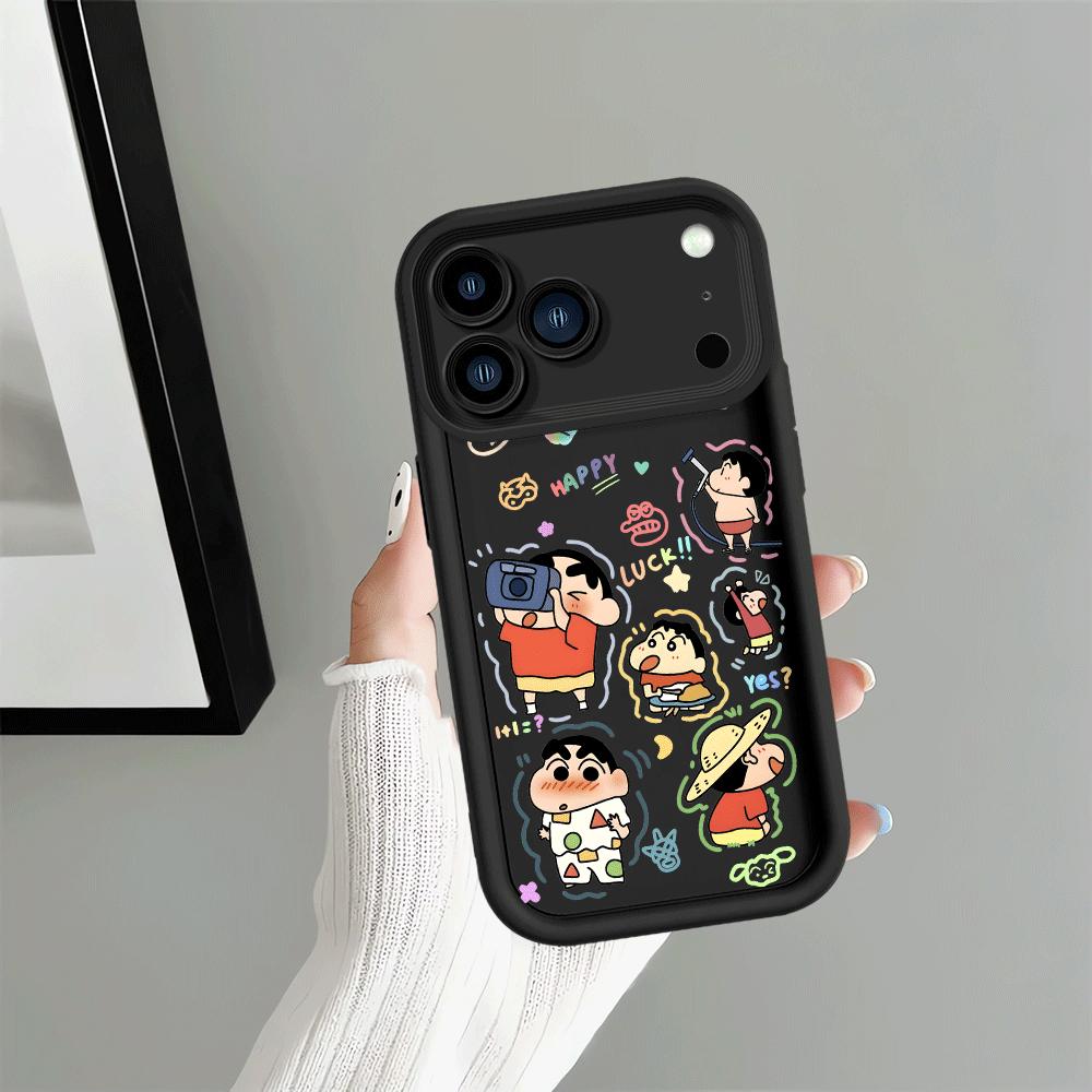 Phone Cover Case for iPhone 14 17 Pro Max 11 Air 13 16 12 Pro 15 Plus Colorful Crayon Shin Chan