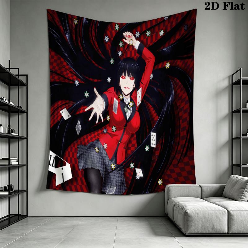 Kakegurui Wall Tapestry Aesthetic Wall Hanging Printed Fabric Blanket Decorative Tapestries for Bedroom Living Room Home Decor