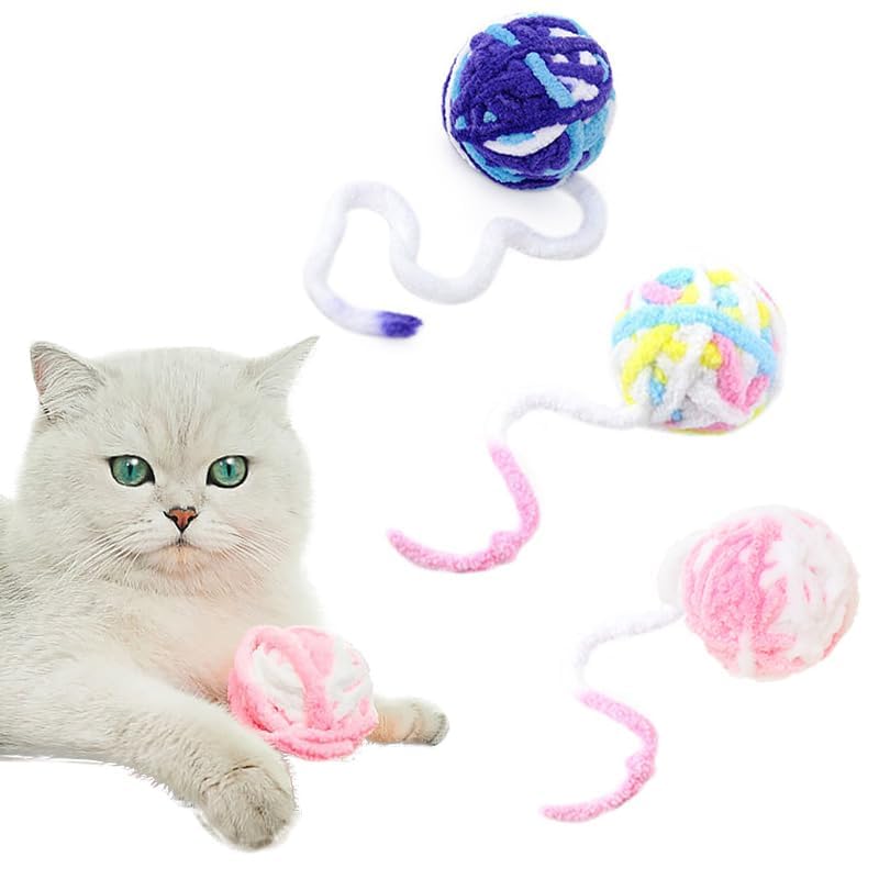 Nyankoro Míč Kočka Vlněný Míč se Sadou Měkkých Pastelů Lze Kutálet a Hrát si Hraje Získej Kočku Bezpečné pro Vnitřní Použití Vydává Cinkání Kočky Jsou Z něj Šílené