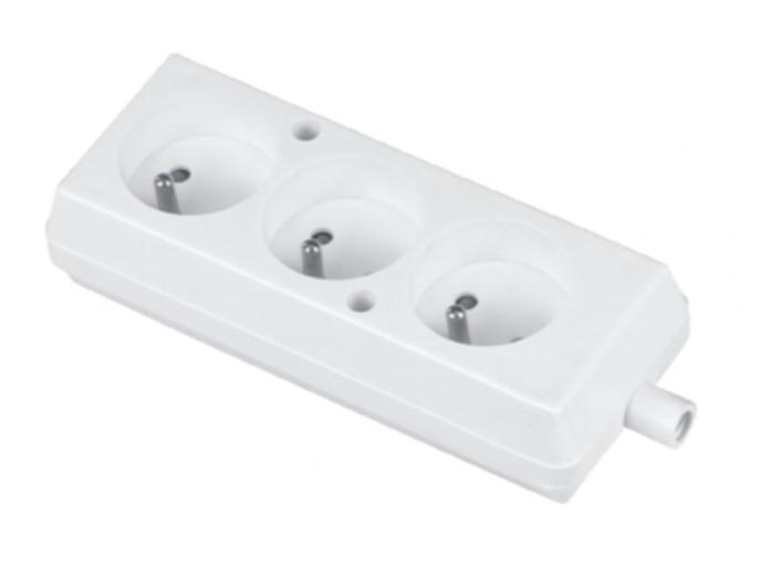 Gniazdo Przenośne Trzykrotne 16A 2P+Z 250V Białe Gn-370