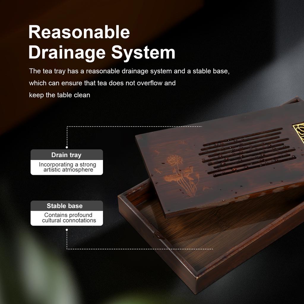 Bamboo Tea Tray Small Household Tea Serving Tray Portable Kung Fu Tea Set Water Storage Drainage Simple Rectangular Tea Board