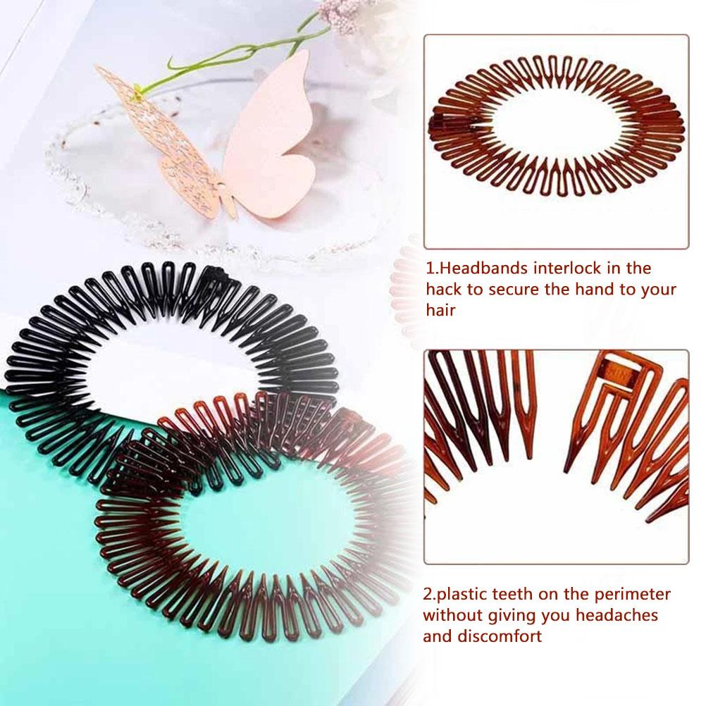 4 Pcs Elastic Hair Band Rice Noodle Comb Spring Wig Comb Fashion Hair Band Hair Combs