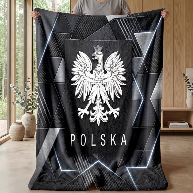 Poland Football Printed Flannel Blanket Skin Friendly Warm Decorative Throw for Indoor Couch Bed Daily Use