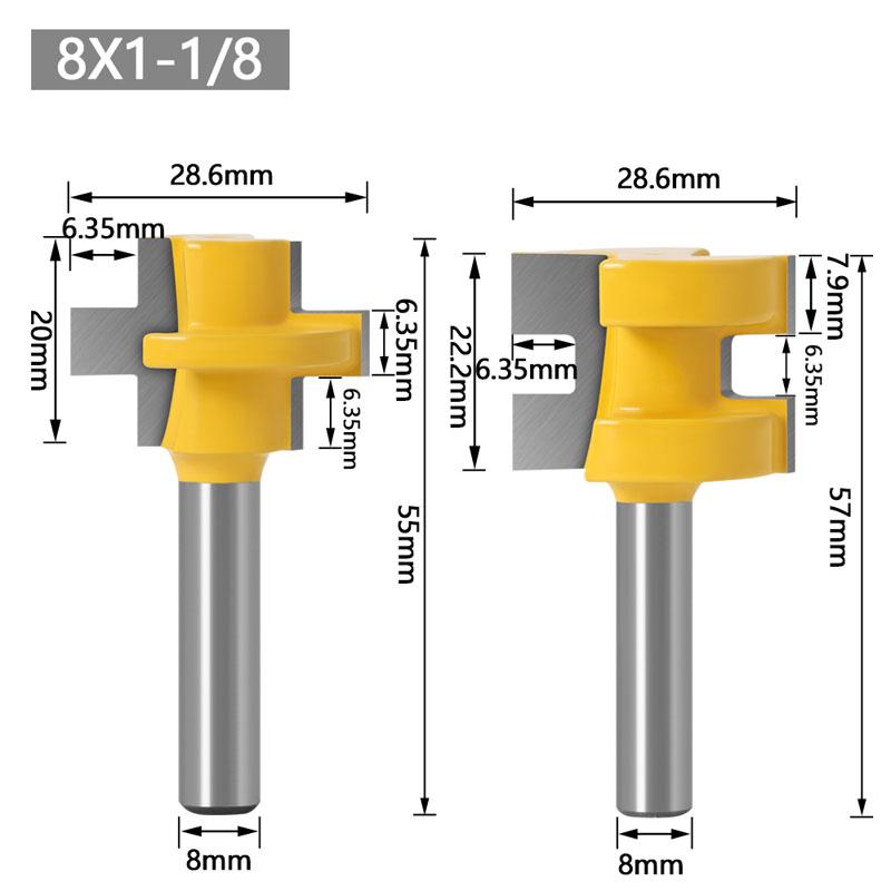 2 stücke 6mm 1/4 zoll 8mm Schaft T-Slot Quadratischen Zahn Zapfen Fräser Carving Messer router Bits für Holz Werkzeug Holzbearbeitung