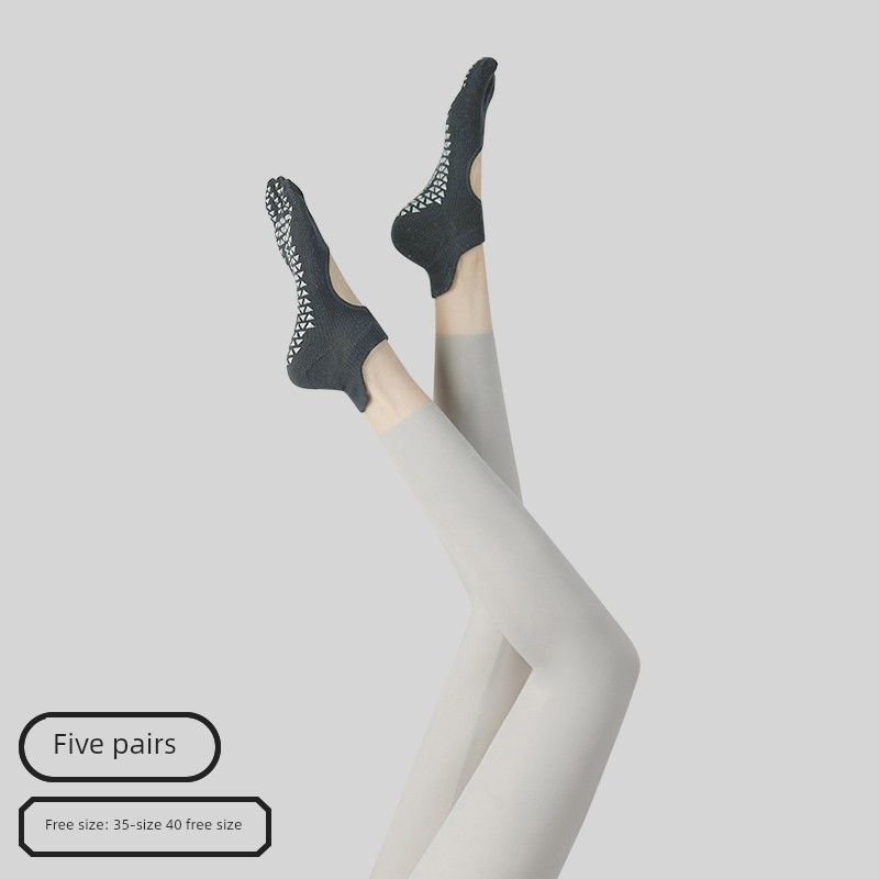 

Летние носки для йоги Нескользящие Профессиональные Женские Летние Носки для Пилатеса с Пятью Пальцами Домашние Спортивные Носки Тонкие Тренировочные Носки [1 pair of Non Slip grip] Open Back five toes_Gray