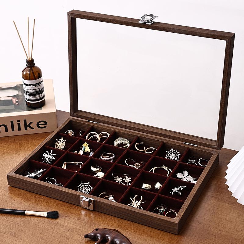 Walnut Wood Large Jewelry Box - Anti-Oxidation Storage for Rings, Earrings, Necklaces, and Bracelets