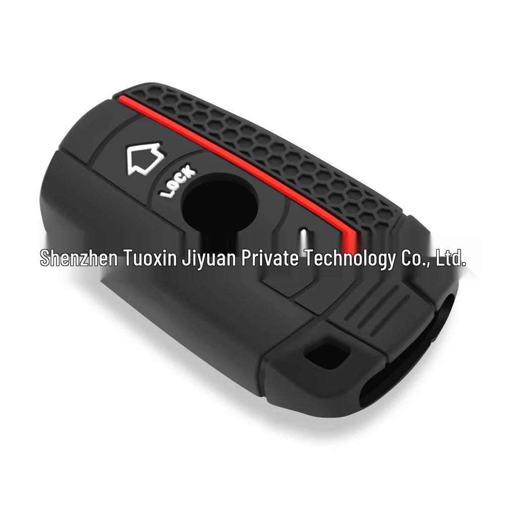 Silicone Key Case for BMW 3/4/5/2 Series & M3, Honeycomb Pattern with Red Line