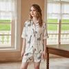 [Giraffe On a White Background] Pajamas Women's Summer Short-sleeved Cardigan Thin Cartoon Loungewear Suit Can Be Worn Outside