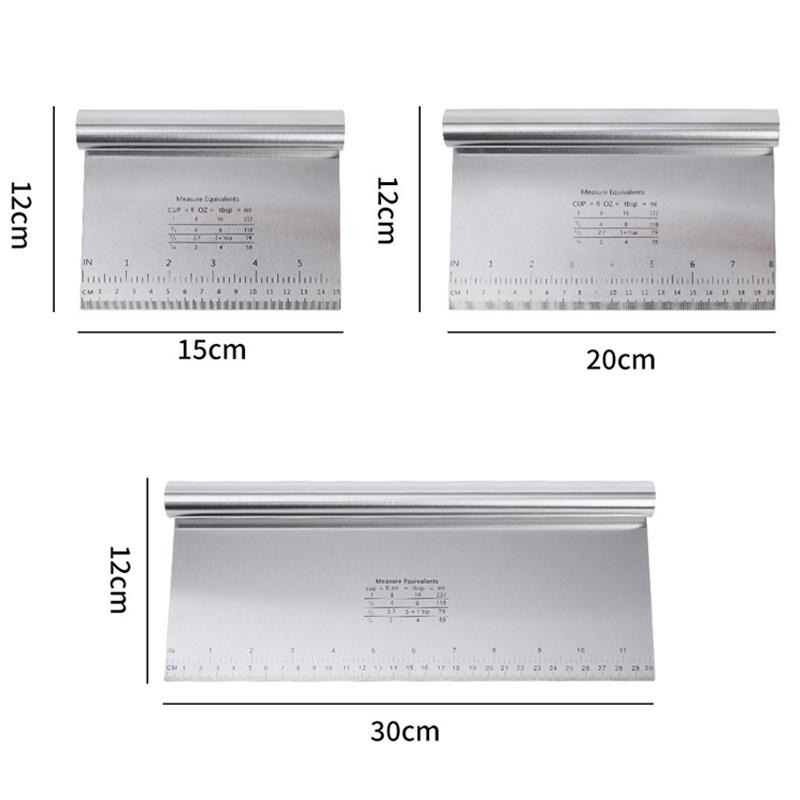 Stainless Steel Cake Scraper & Dough Cutter with Measuring Scale, DIY Dough Pastry Spatulas, Bread Baking Accessories