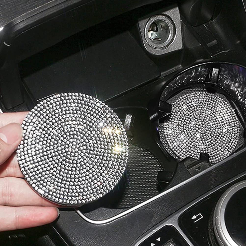 2 Pack Car Cup Coasters Rhinestones Cup Holder Coasters Non Slip Cup Holders Car Interior Universal