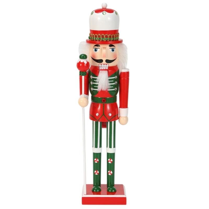 Nutcrackers Figurine with Candy Ribbon Scepter Unique Nutcrackers Decorative Figure with Candy Motifs for Office Homes