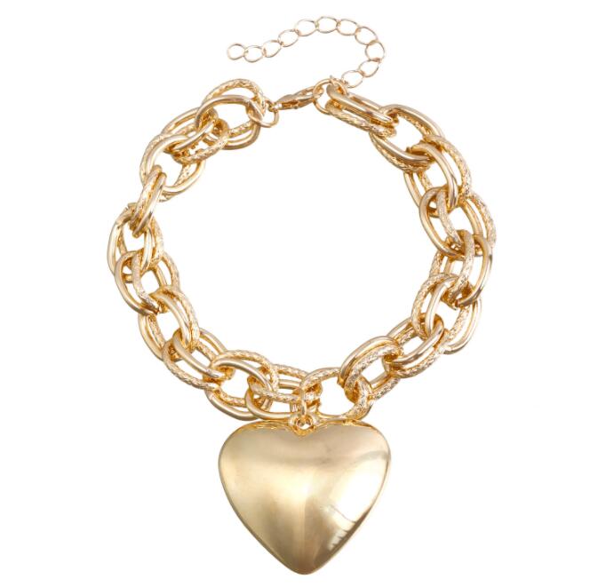 Hollowed Out Thick O-chain Large Heart Pendant Exaggerated Necklace