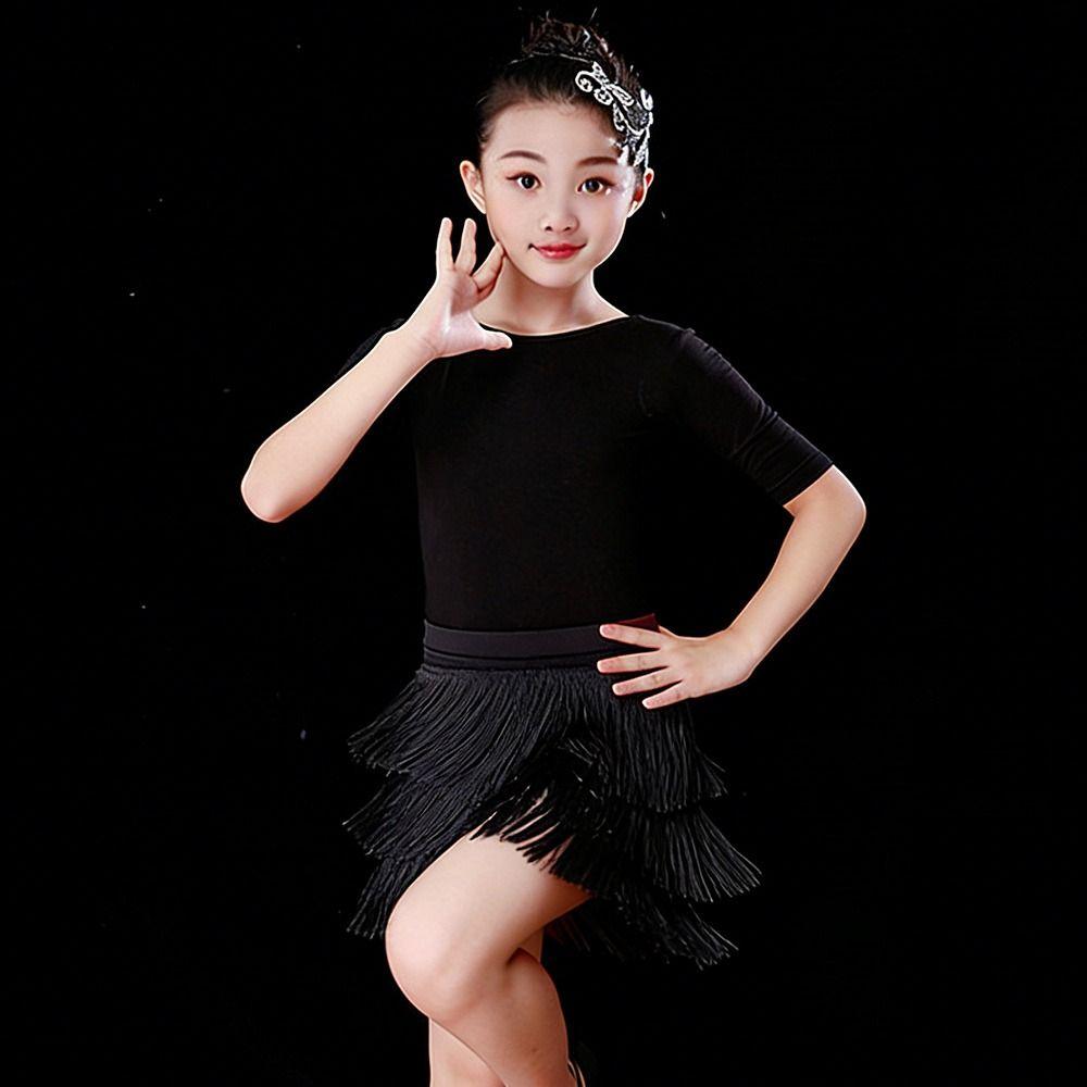 Tassel Latin Dancing Dress Three-Layer Ballroom Dancing Wear Fashion Chacha Dance Wear  for Kids
