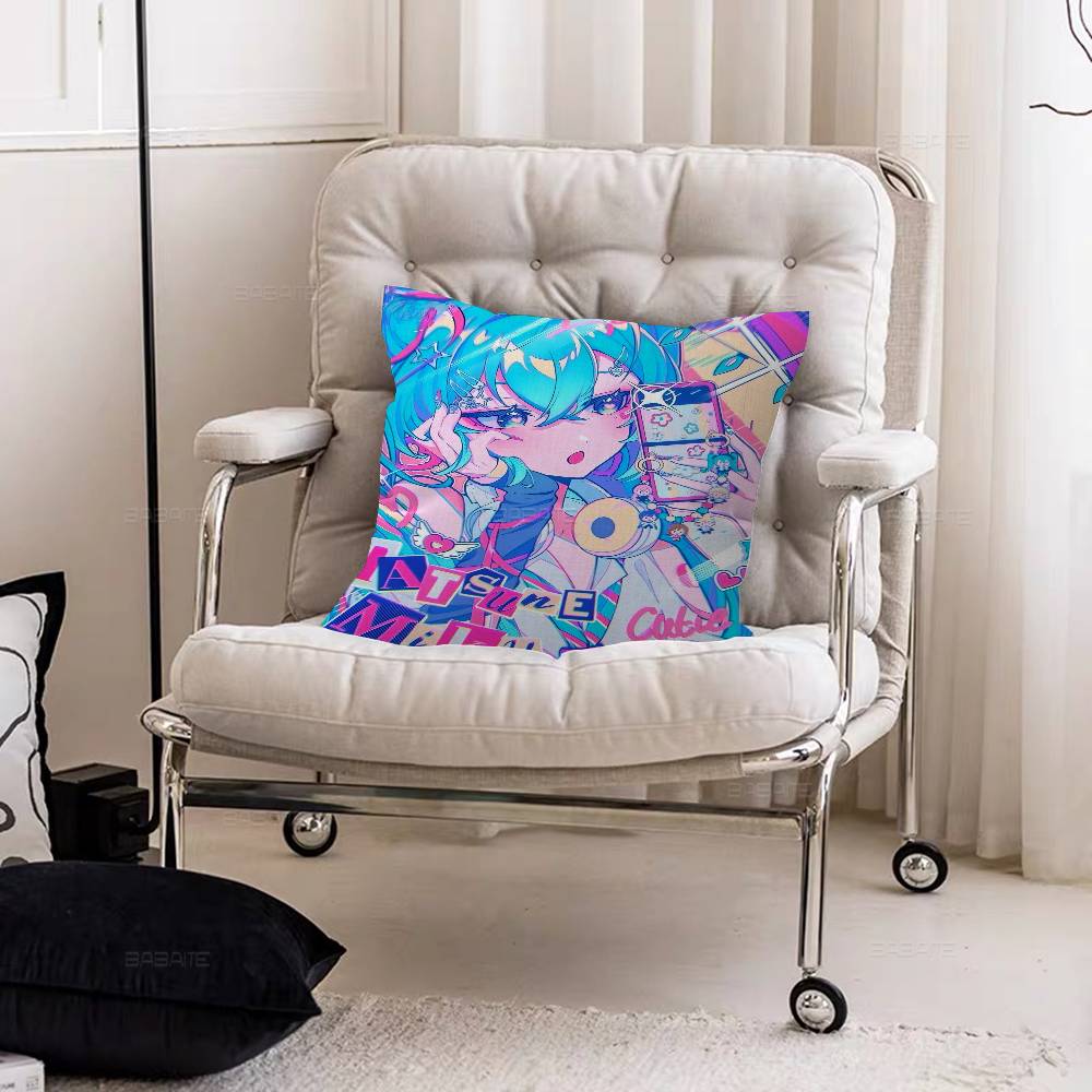 H-Hatsunes Role Anime M-Miku Pillow Cover Sofa Cushion Cover Home Room Decoration Children Gift