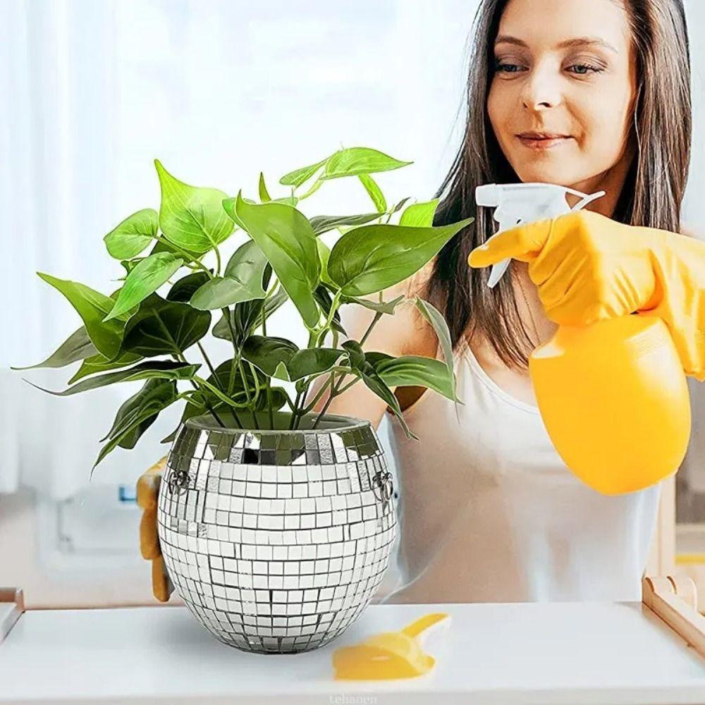 Wood Base Disco Ball  Flower Planter Chain Plant Hanger Plant Hanging Basket  Indoor Plants