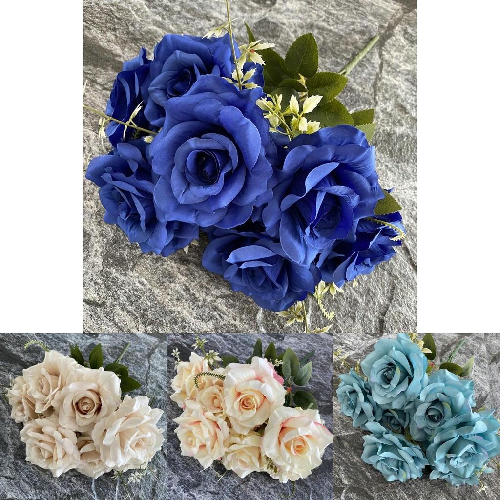 Mazzo di Rose Artificiali con 7 Steli per Decorazione Casa Pianta da Interno Composizione Regalo