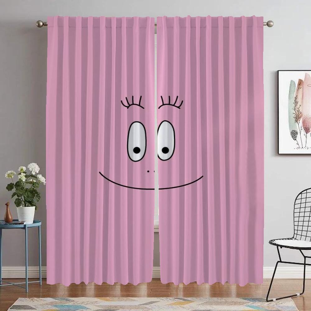 Les Barbapapa Home Interior Curtains 2 Pieces Tulle for Bedroom Halloween Decoration Modern Living Room Curtains Shades Curtain