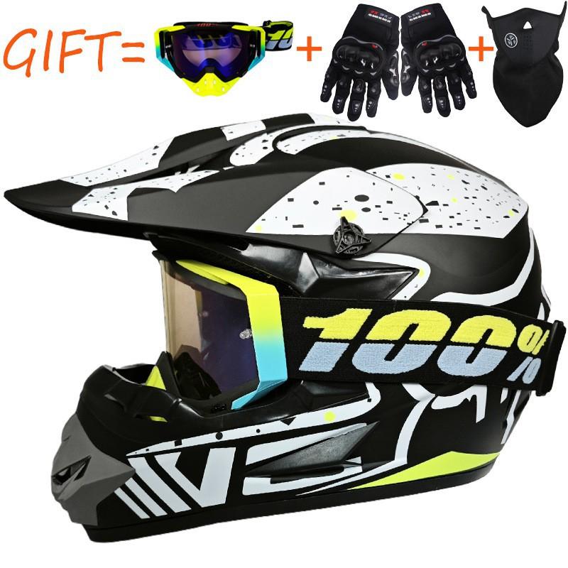 Equipped With 100% Goggles + Gloves Mask Off-road Helmet Mountain Biking Downhill Youth Go-kart