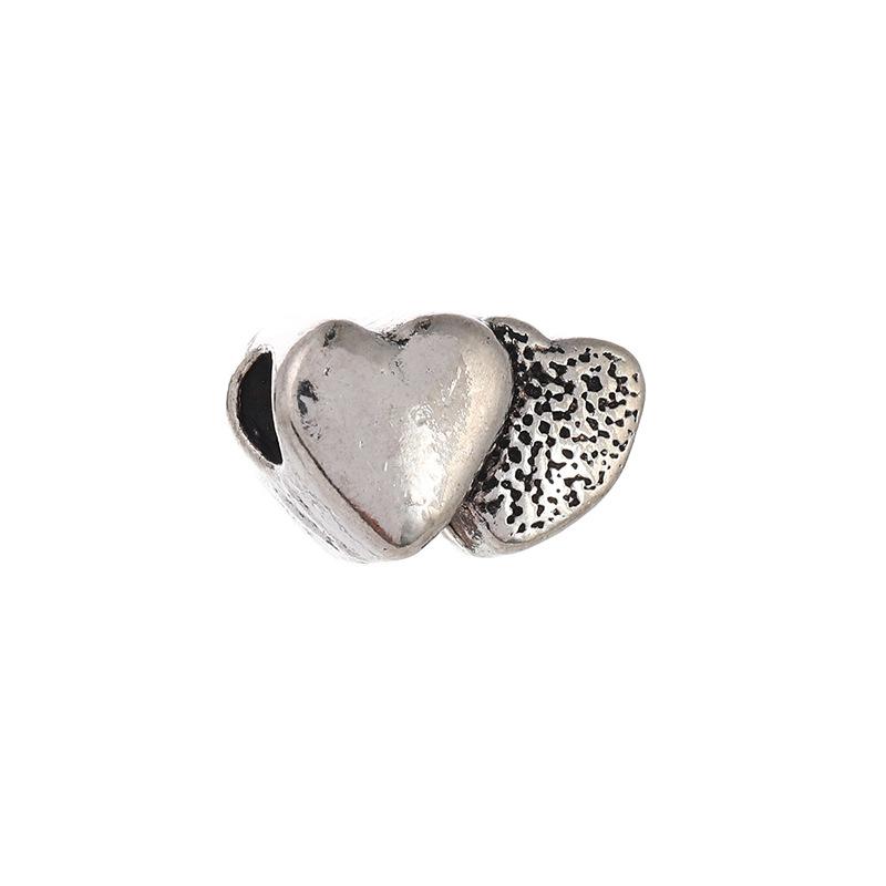Diy Handmade Ancient Silver Tibetan Silver Jewelry Accessories, Multi-Style Pentagram Love Hole Beads, Bracelet, Alloy Bead Spacer Beads
