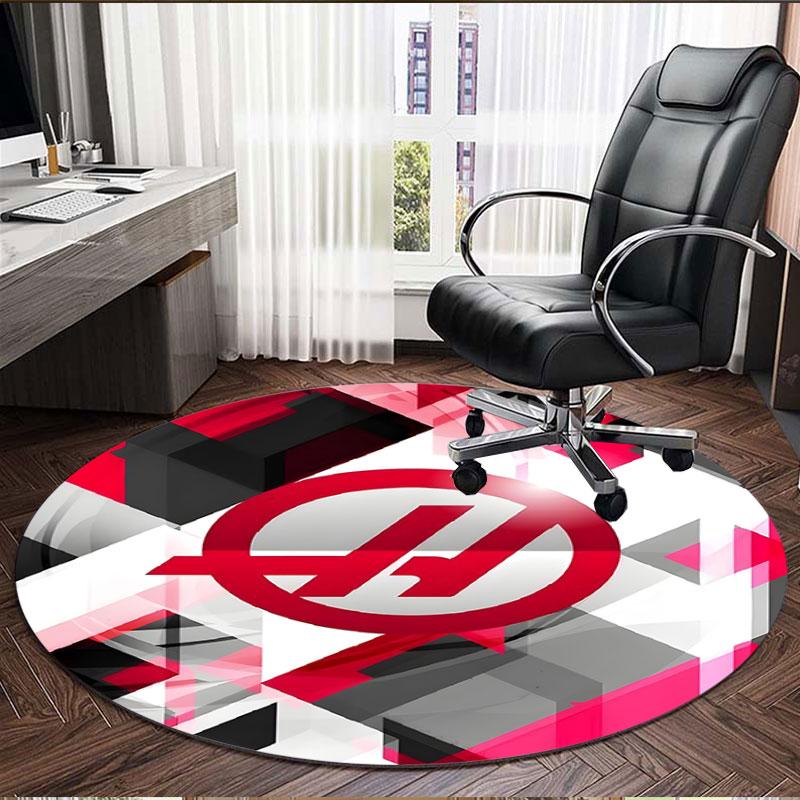 Haas F1 Racing Team Print Round Rug, Washable Floor Carpet, For Entryway Dorm Laundry Room Office Study, Home Decor Birthday Christmas Gift