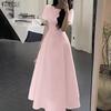 ZANZEA Women Elegant Round Neck Casual Short Sleeve Long Dress