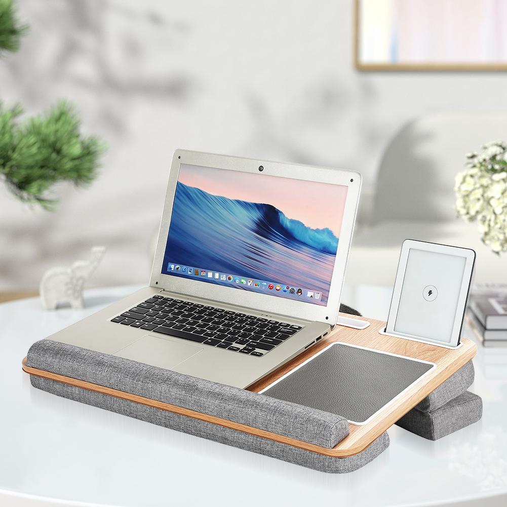 Portable Lap Laptop Desk with Pillow Cushion Laptop Lap Table with Mouse Pad and Phone Holder Fits Up To 17.3 Inches Laptop