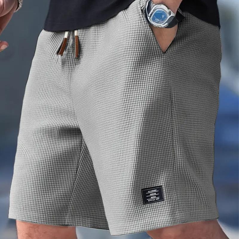 Pantaloncini Casual da Uomo Trama con Coulisse in Vita, Tasche per Abbigliamento Casual, Spiaggia o Attività all'Aperto, Pantaloncini Quotidiani Pantaloncini con Coulisse in Vita
