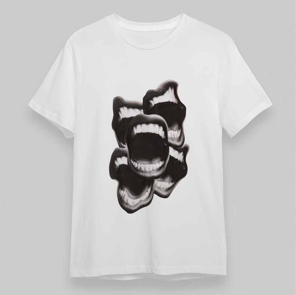 

Women s OversizeT-shirt With Minimalist Lip Graphic Unisex White 100% Cotton Top S