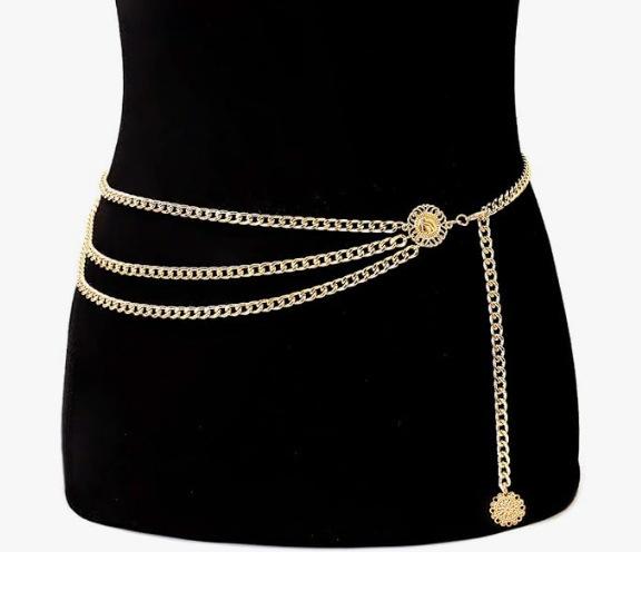 

Women s Fashionable Metal Belt, Dress, Suit Accessories, Waist Chain One Size золотой