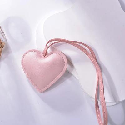 Trendy Lovely Pu Leather Heart Keychain Car Keyring Cartoon Love Pu Leather Hanger Bag Pendant Car Ornament Accessory