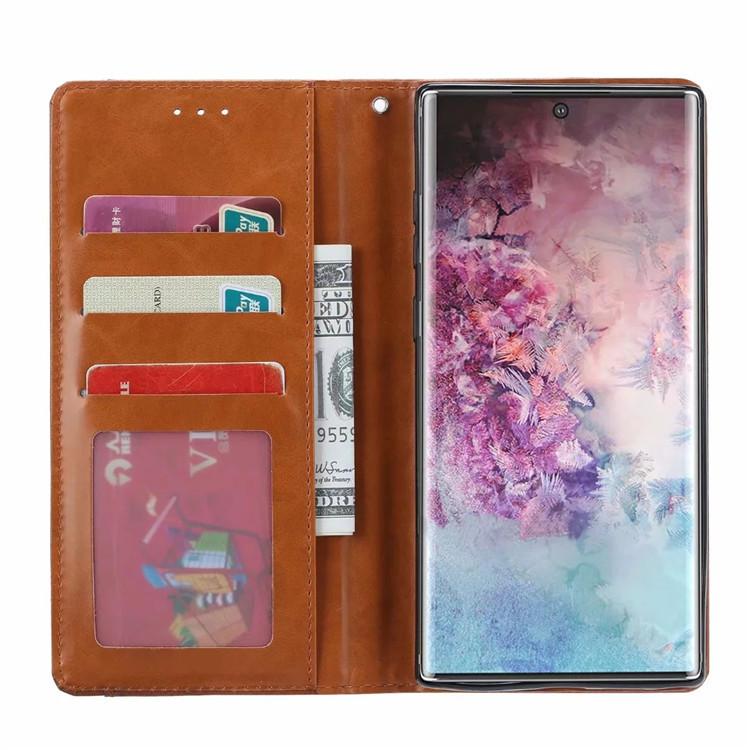 Applicable To Samsung Note10 + Mobile Phone Leather Case, Retro Leather Pattern Insert Card, Flip Wallet Type Mobile Phone Case