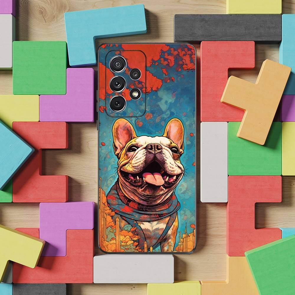 French Art Bulldog Dog Case For Samsung S22,S25,S20,S10,Plus,Ultra,S24,S23,FE,S21,S9,Lite,Soft Silicone Black