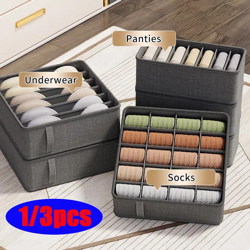 1/3PCS Cabinet Drawer Underwear Organizer Wardrobe Clothes Organizer Socks Bra Clothing Storage Boxes Pants Socks Organizers