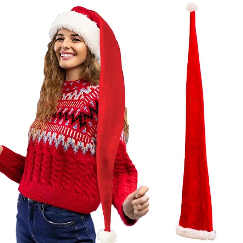Extra Lange Superlange Weihnachts-Nikolausmütze Kinder Erwachsene Weihnachten Xmas Mütze Geschenke Neujahrsfest Feiertagsparty Zubehör Requisiten