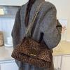 Ladies Gold Zipper Leopard Print Crossbody Bag