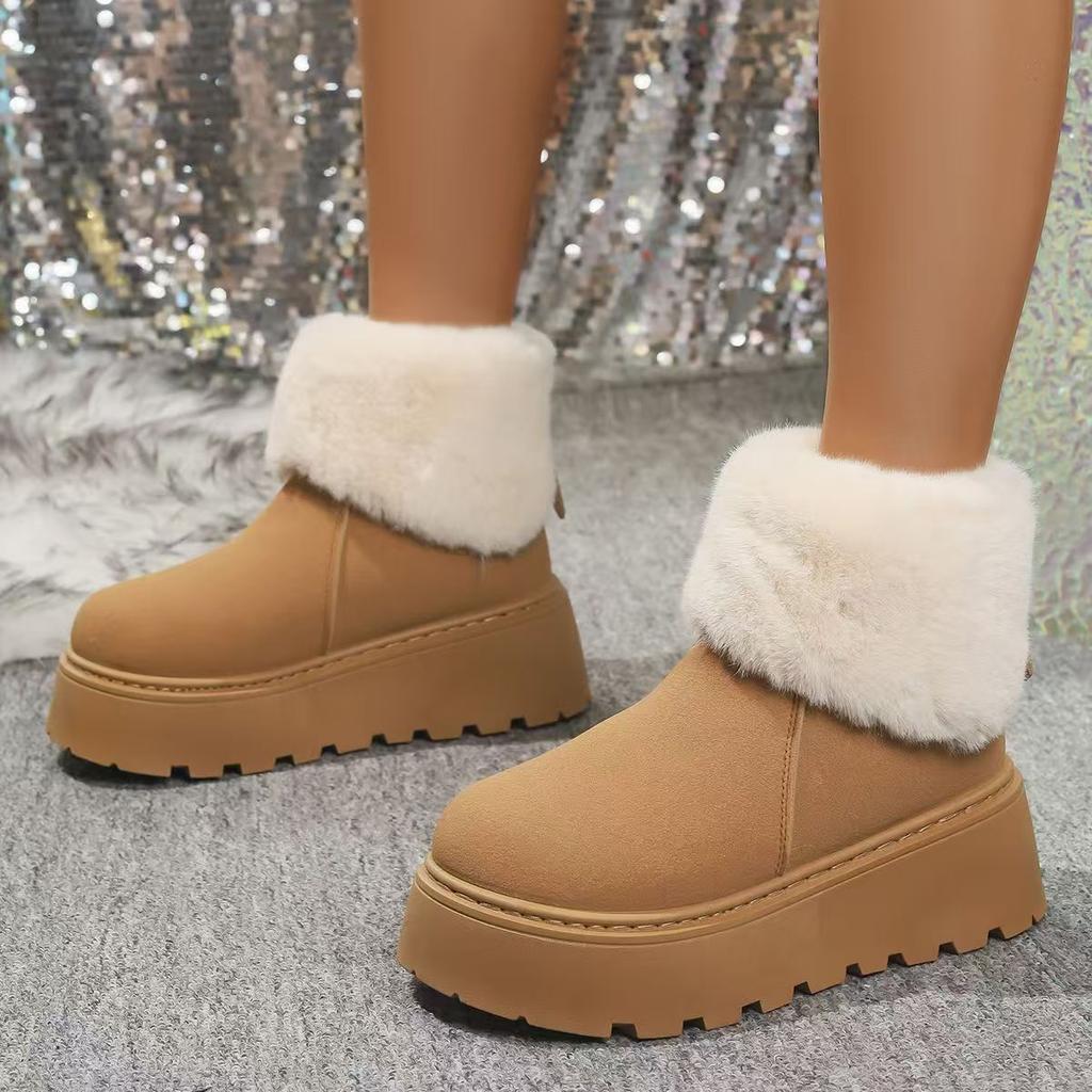 Northeast white heightening velvet thickened platform snow boots women's 2025 new winter warm and non-slip cotton shoes