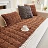 Solid Color Thicken Plush Sofa Cover Simple Furniture Protector Universal Non-slip Washable Couch Blanket for Living Room