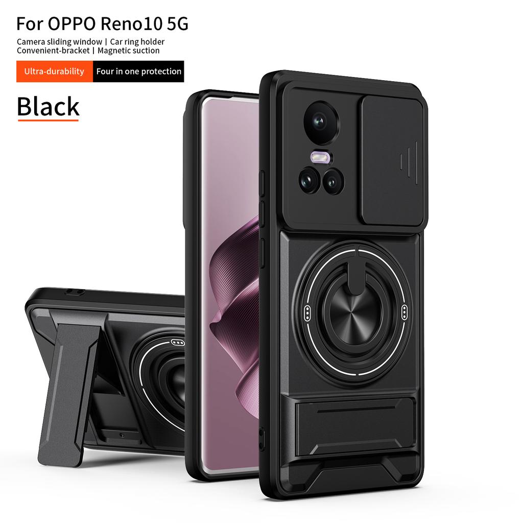 Für OPPO Reno 10 Hülle Oppo Reno10 Pro 5G Cover Handyhülle Magsafe Magnetischer Klapphalter Militärische Panzerung Kamera Schutzhülle