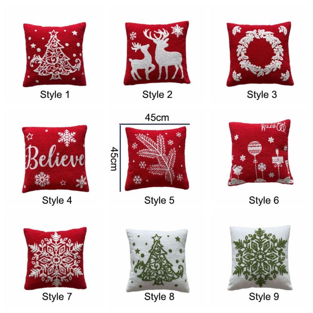 Red Throw Pillowcover INS Style Cushion Cover Soft Christmas Plush Pillowcase  Sofa/Bed
